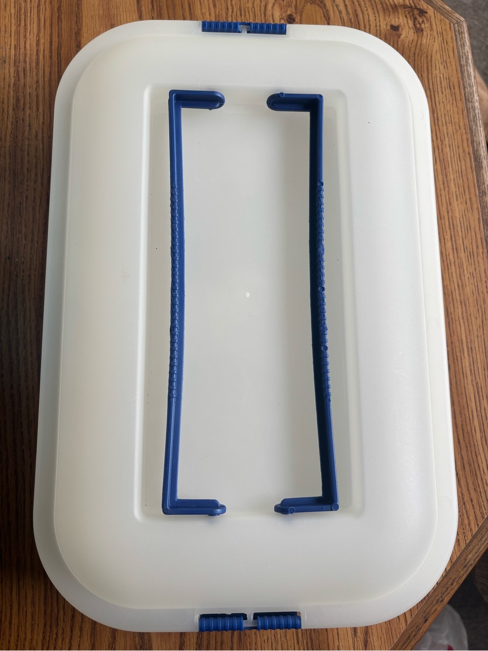 Vintage Mainstays White Cake Carrier with Blue Handle